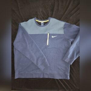 NIKE Mens Crewneck Sweatshirt Blue/Blue w/Gold Zippered Pocket - Size 3XL